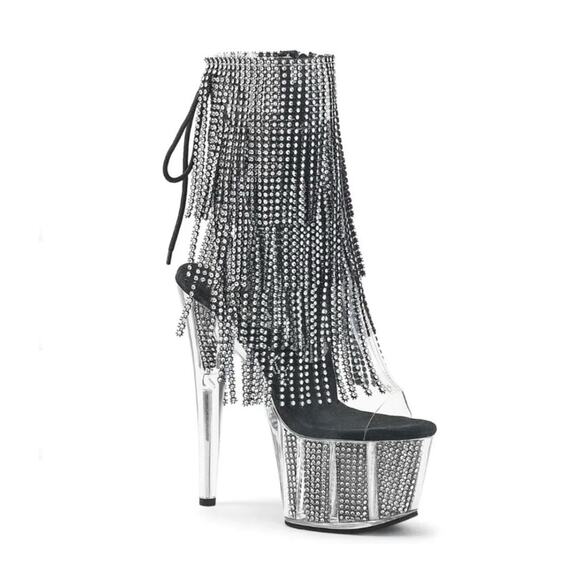 Adore-1017SRS Black Rhinestone Fringe Bootie $110 - Picture 3 of 16